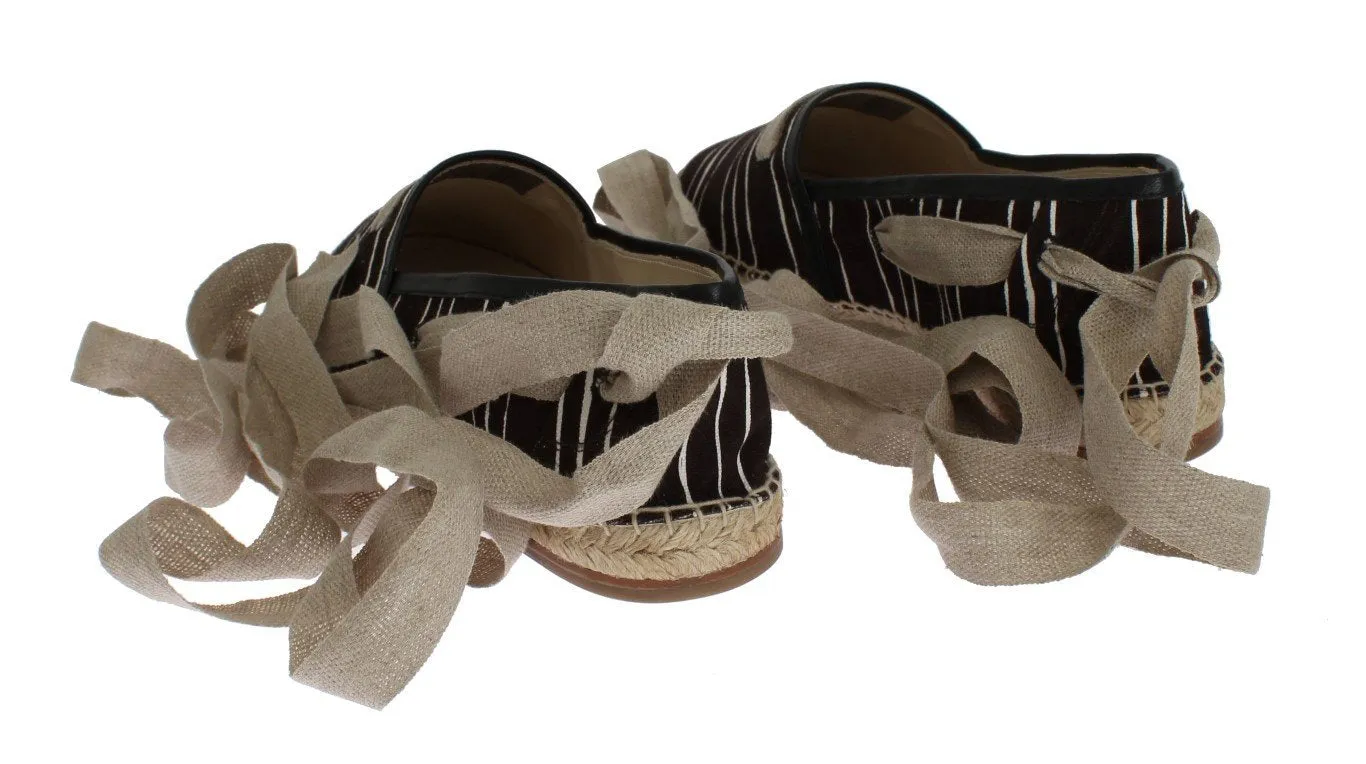 Black Striped Canvas Strap Loafers