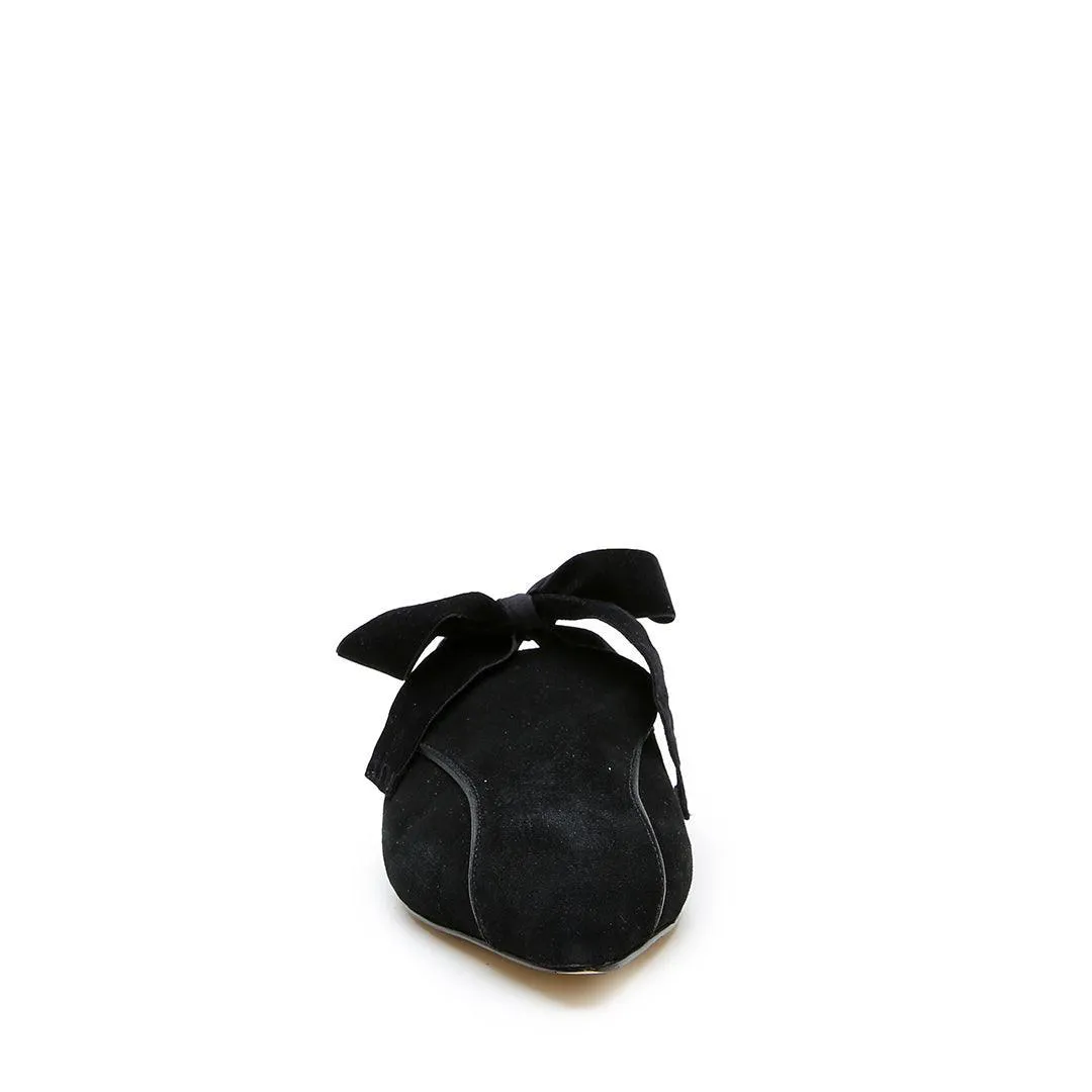 Black Suede Pointed Loafer   Marie Strap