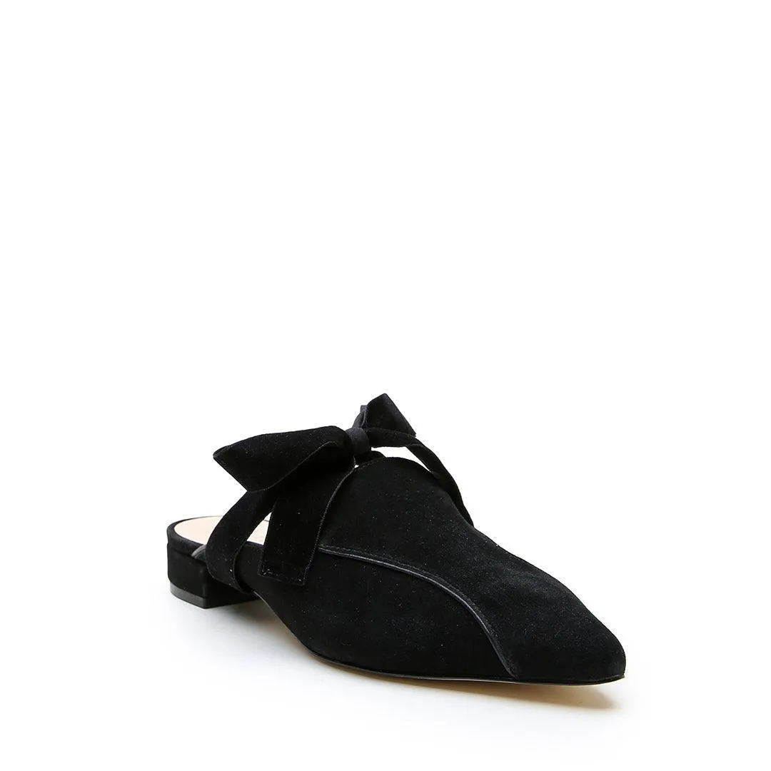 Black Suede Pointed Loafer   Marie Strap