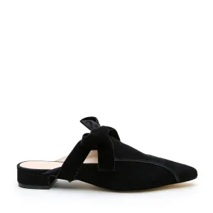 Black Suede Pointed Loafer   Marie Strap