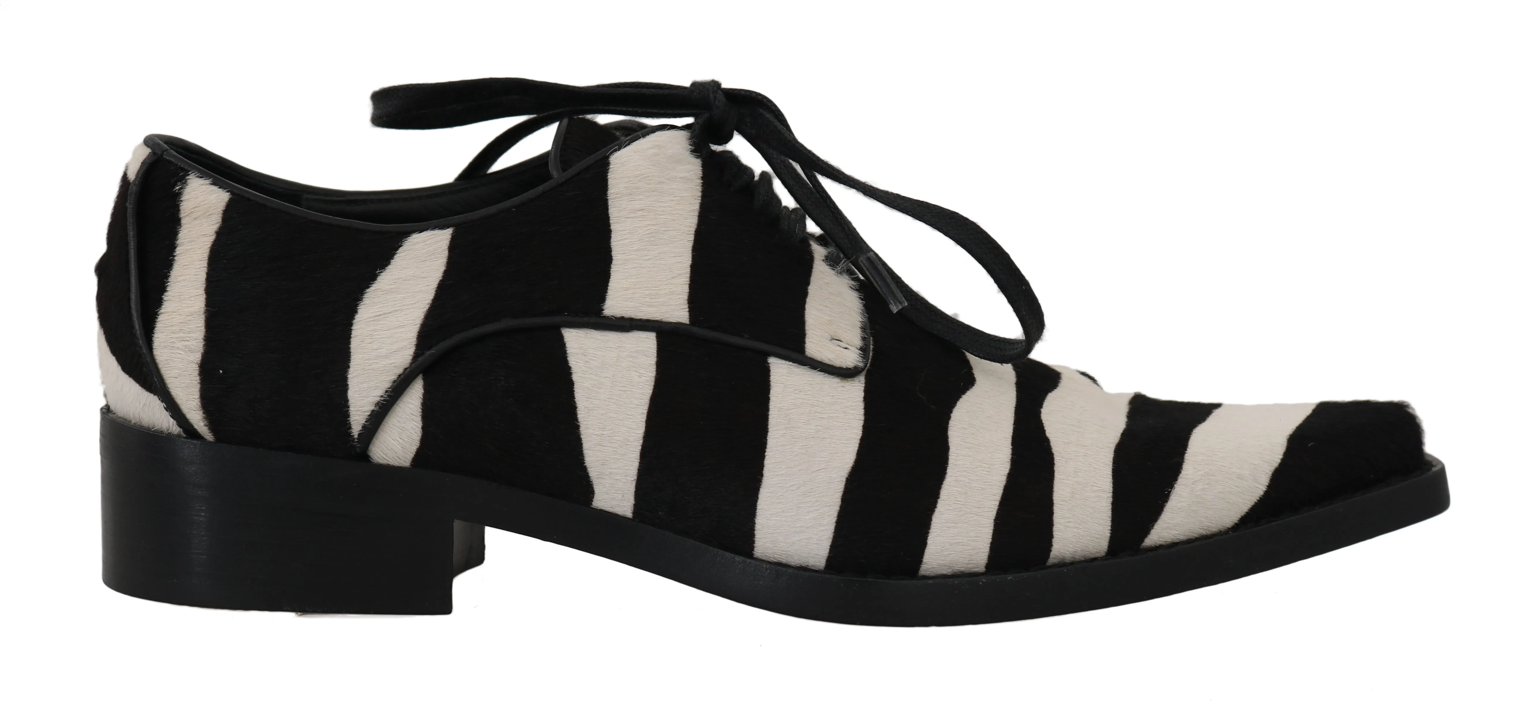 Black White Zebra Pony Hair Oxfords