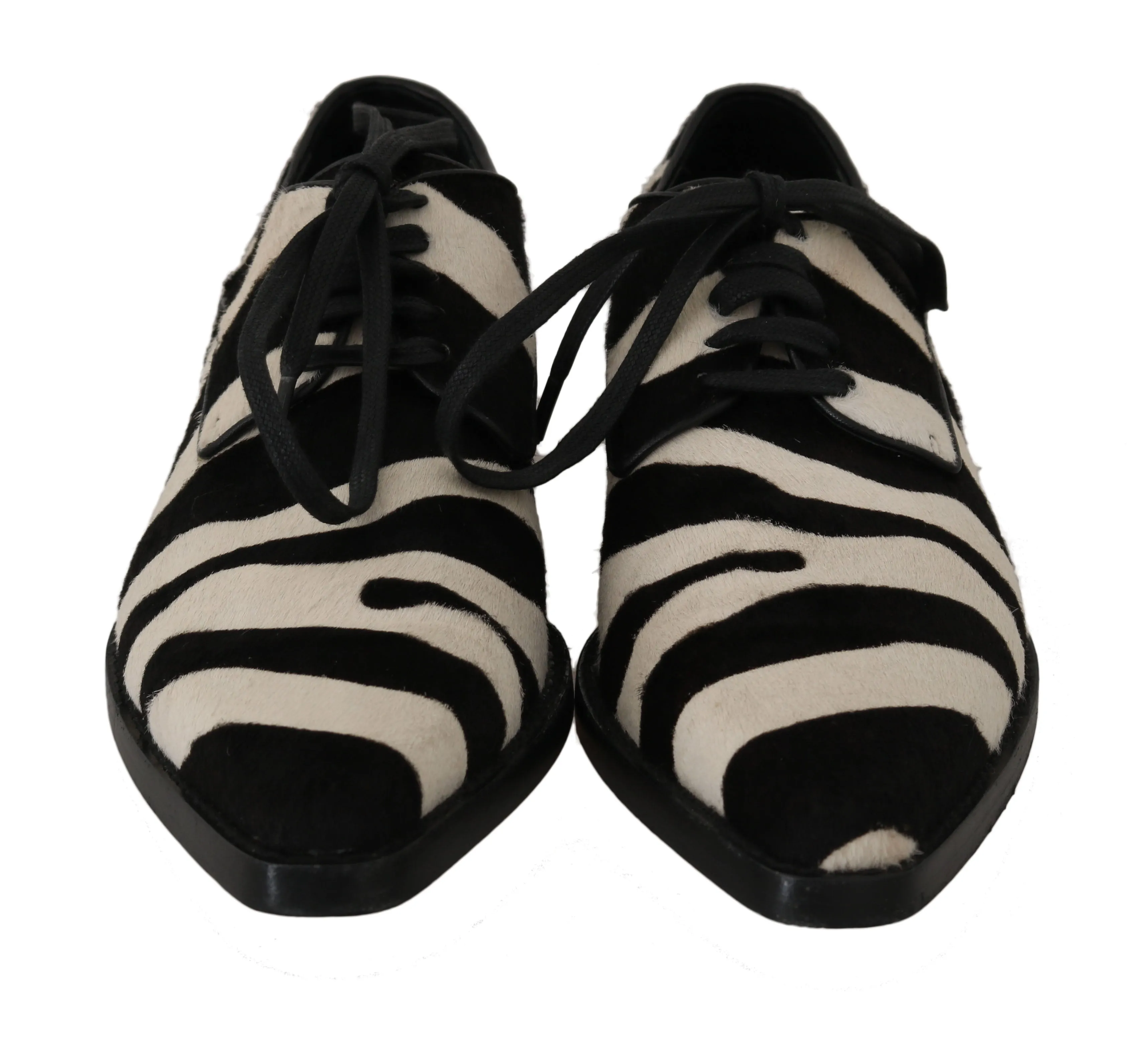 Black White Zebra Pony Hair Oxfords