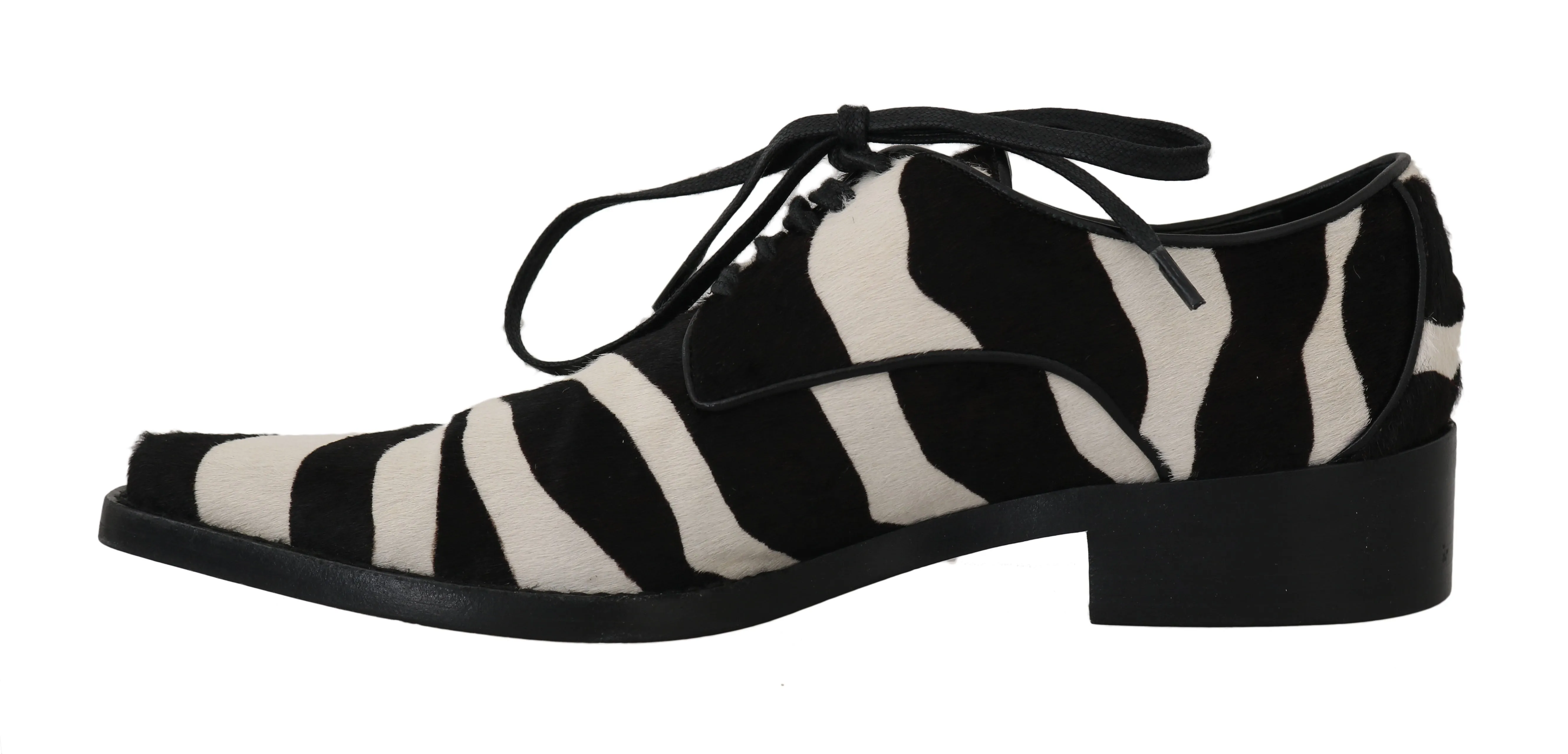 Black White Zebra Pony Hair Oxfords