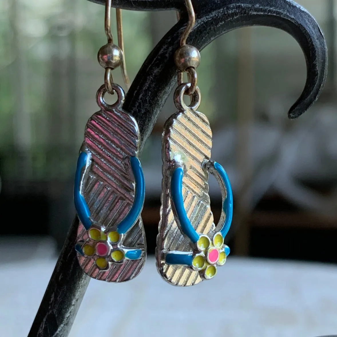 Blue Strap Flip Flops, Earrings