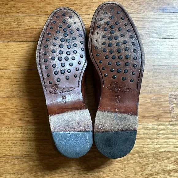 Bragano Men Leather Brown Woven Slip On Loafer Shoe 8.5 Crafted in Italy