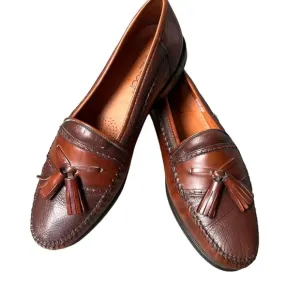 Brass Boot Handmade Leather Tassel Loafer Brown Size 10.5