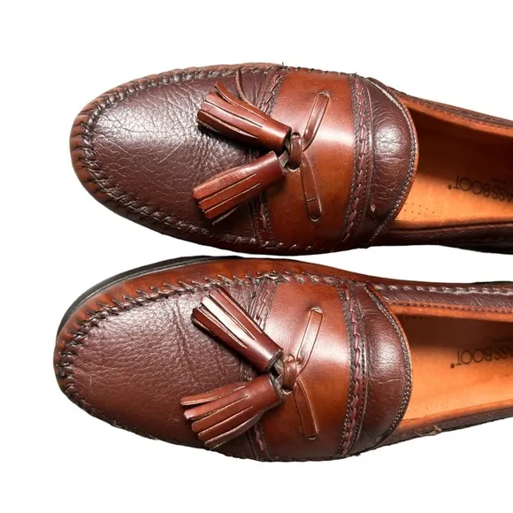 Brass Boot Handmade Leather Tassel Loafer Brown Size 10.5