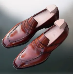 Brown Handcrafted Leather Moccasins for Men