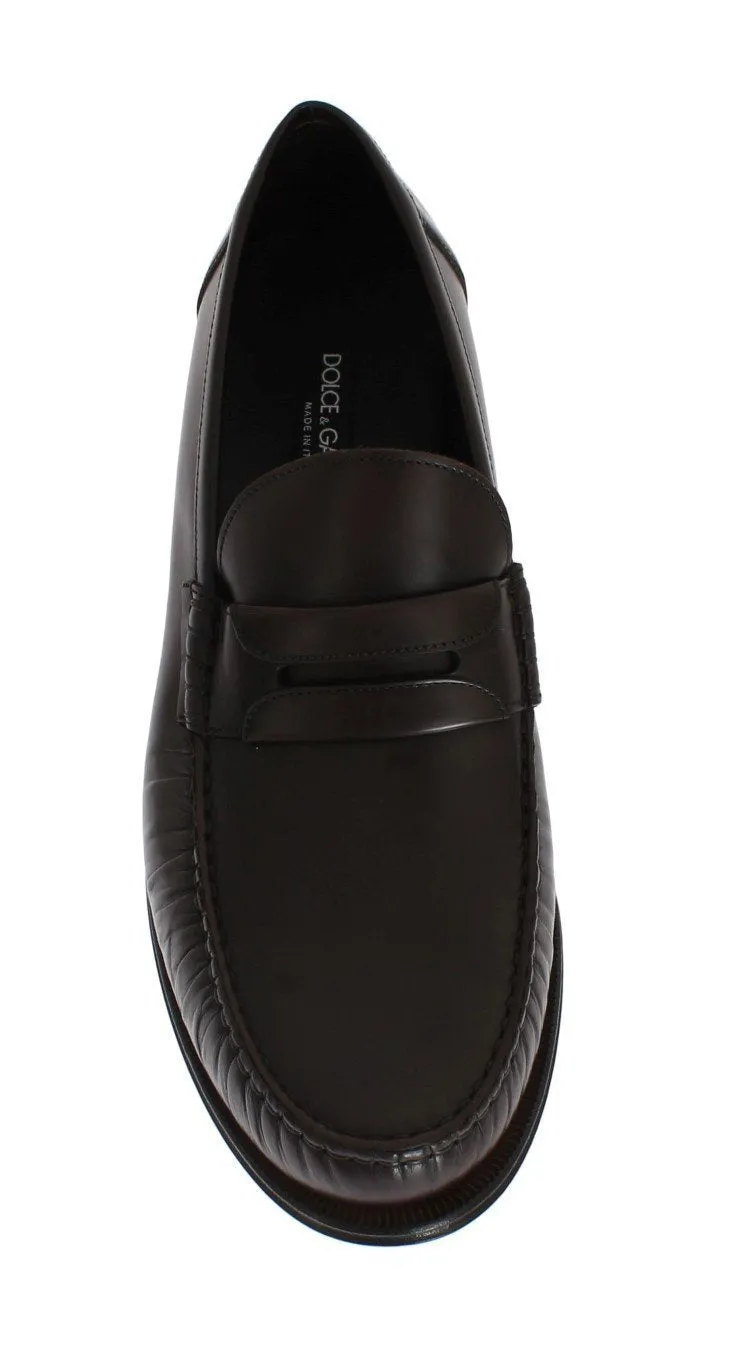 Brown Leather Loafers Shoes