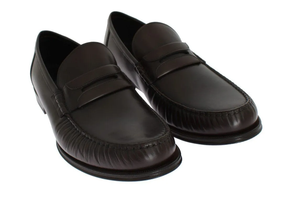 Brown Leather Loafers Shoes