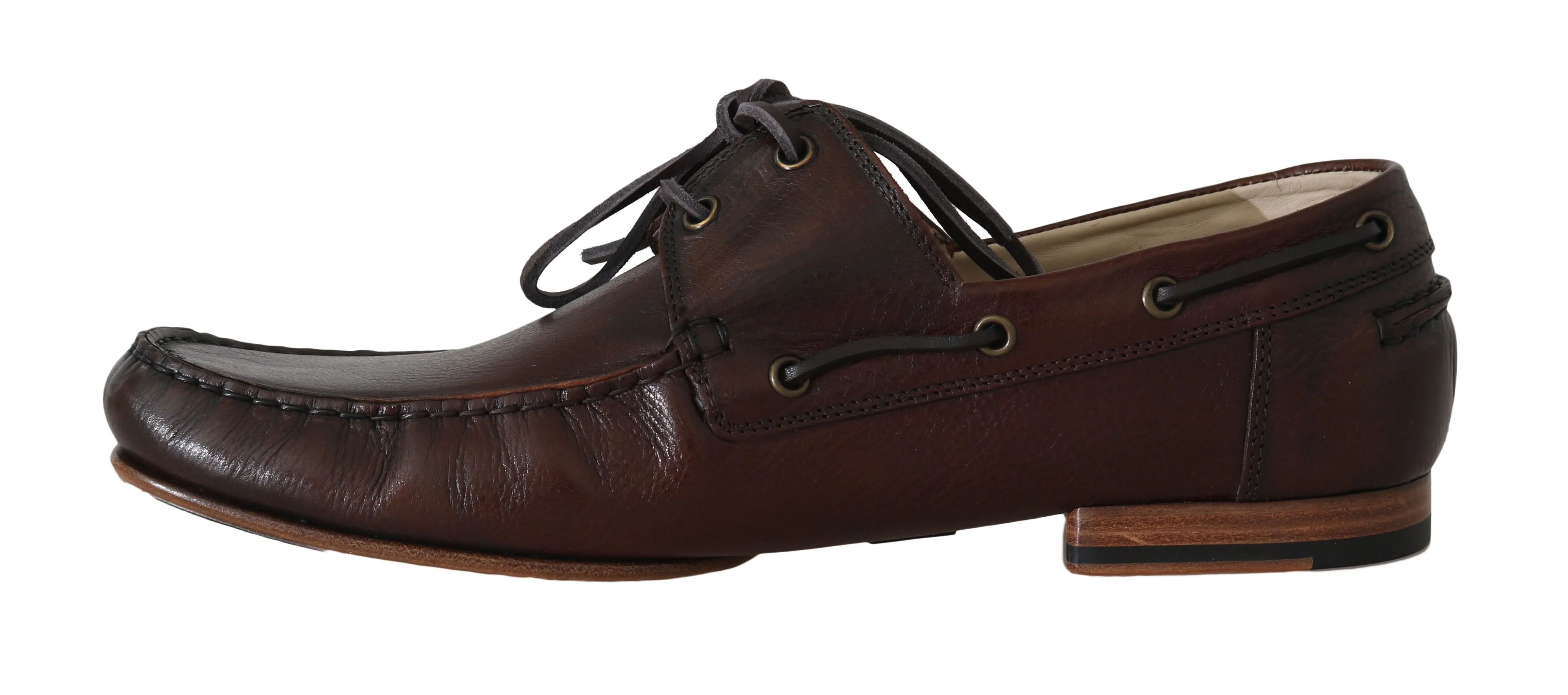 Brown Leather Moccasin Loafers Slides