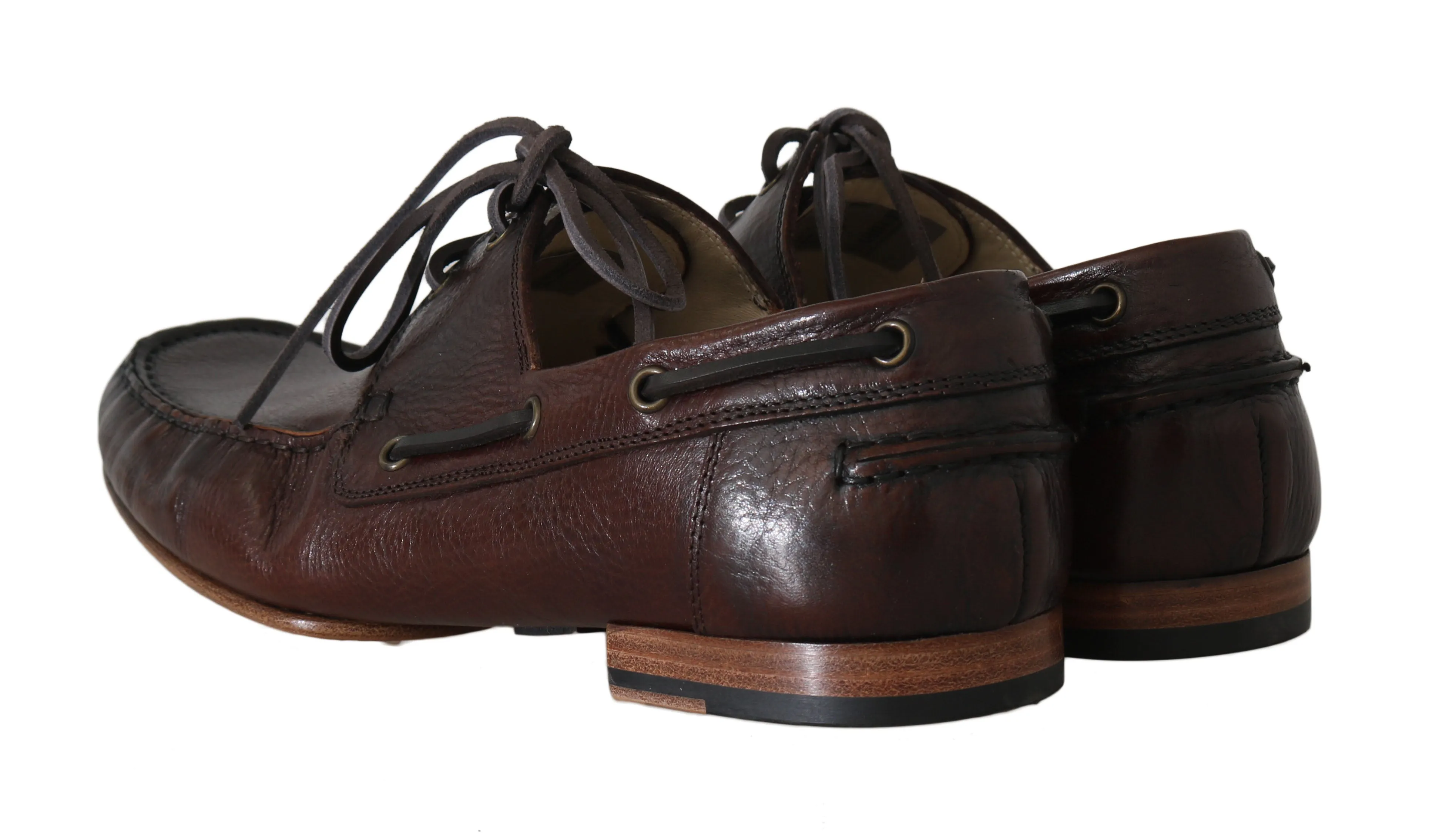 Brown Leather Moccasin Loafers Slides