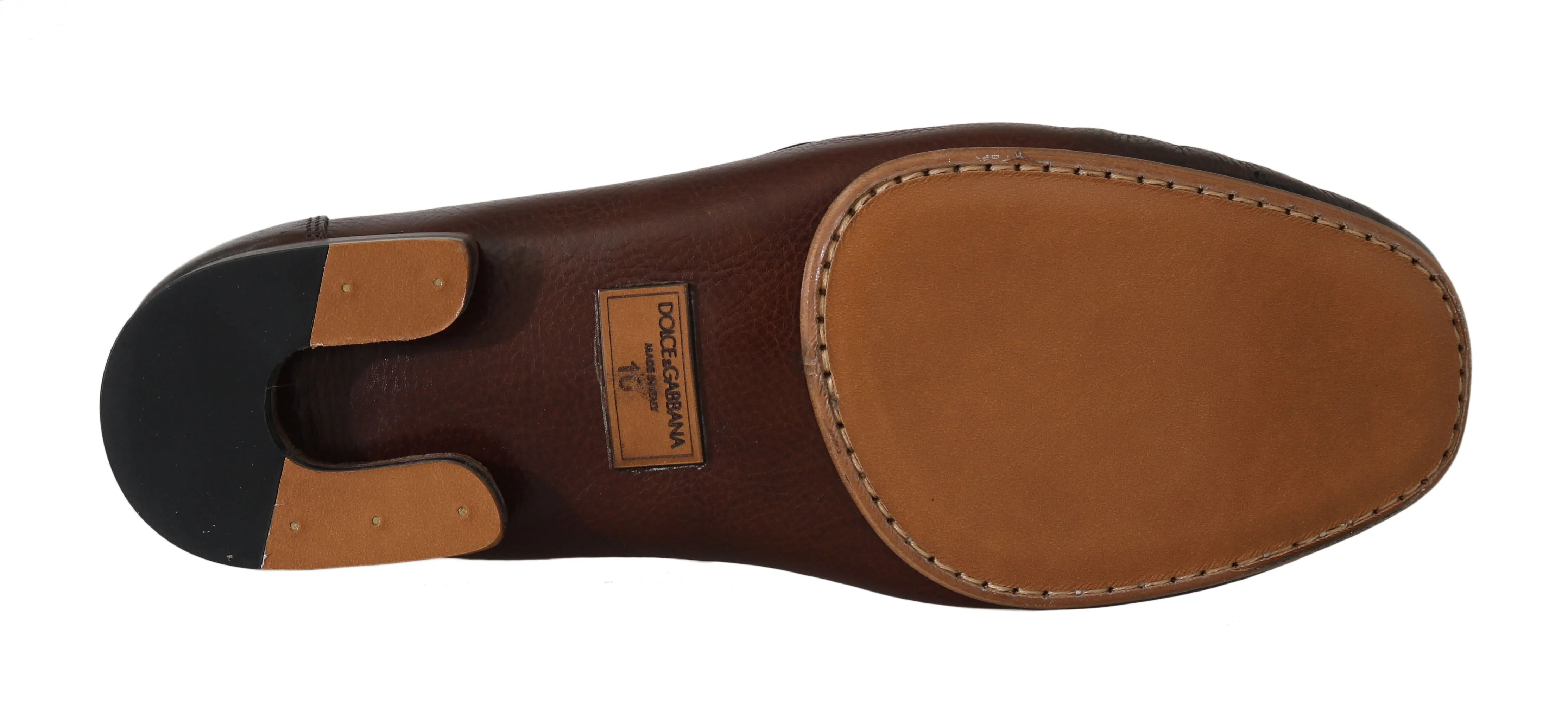 Brown Leather Moccasin Loafers Slides