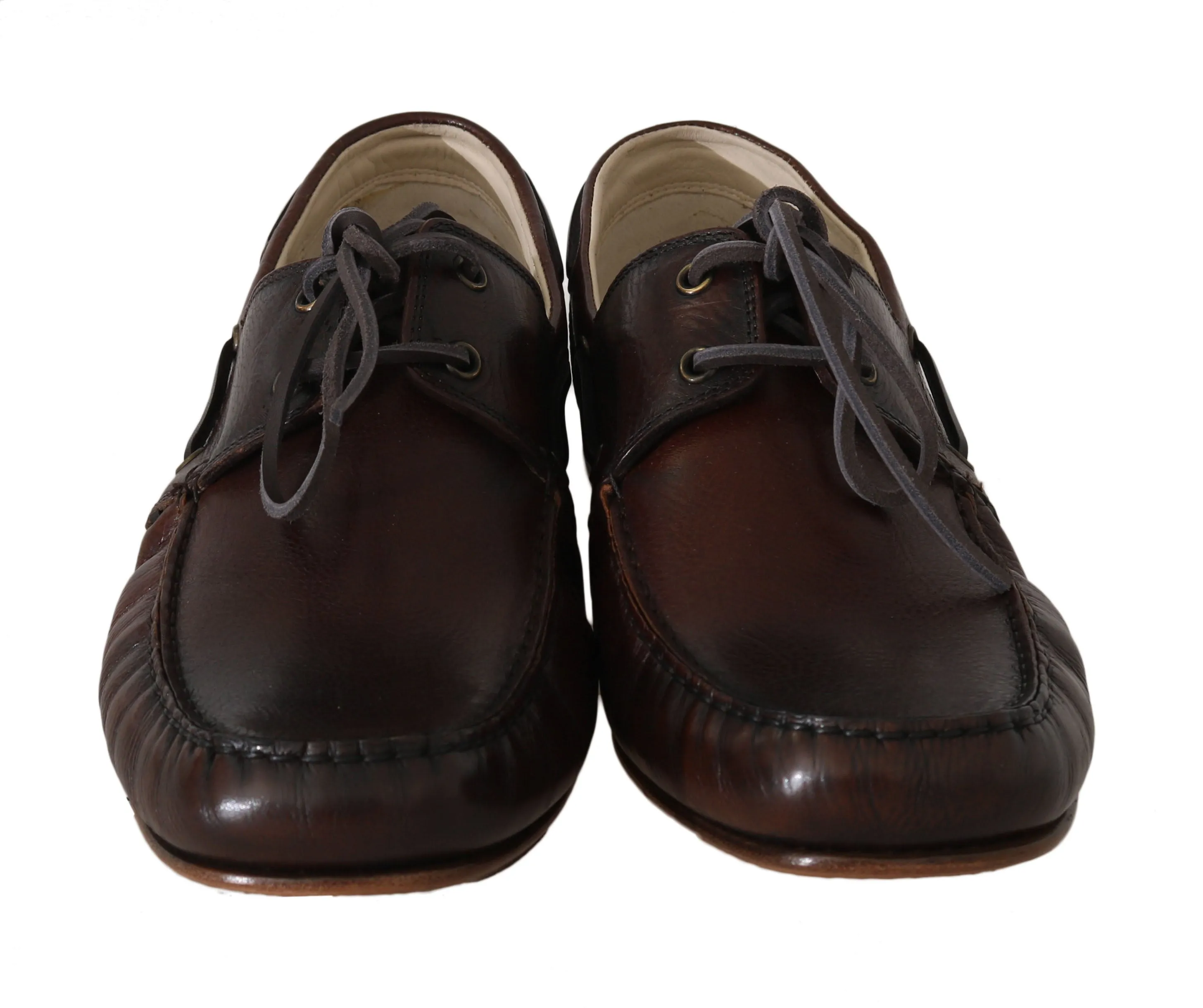 Brown Leather Moccasin Loafers Slides