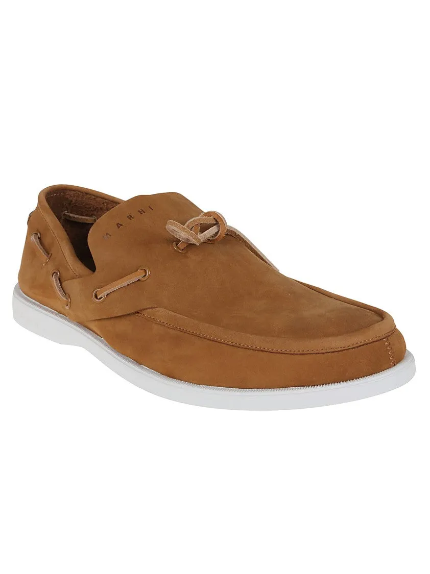 Brown Woven Fabric Loafers With Contrasting Sole