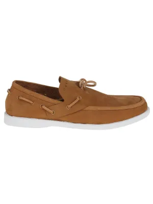 Brown Woven Fabric Loafers With Contrasting Sole