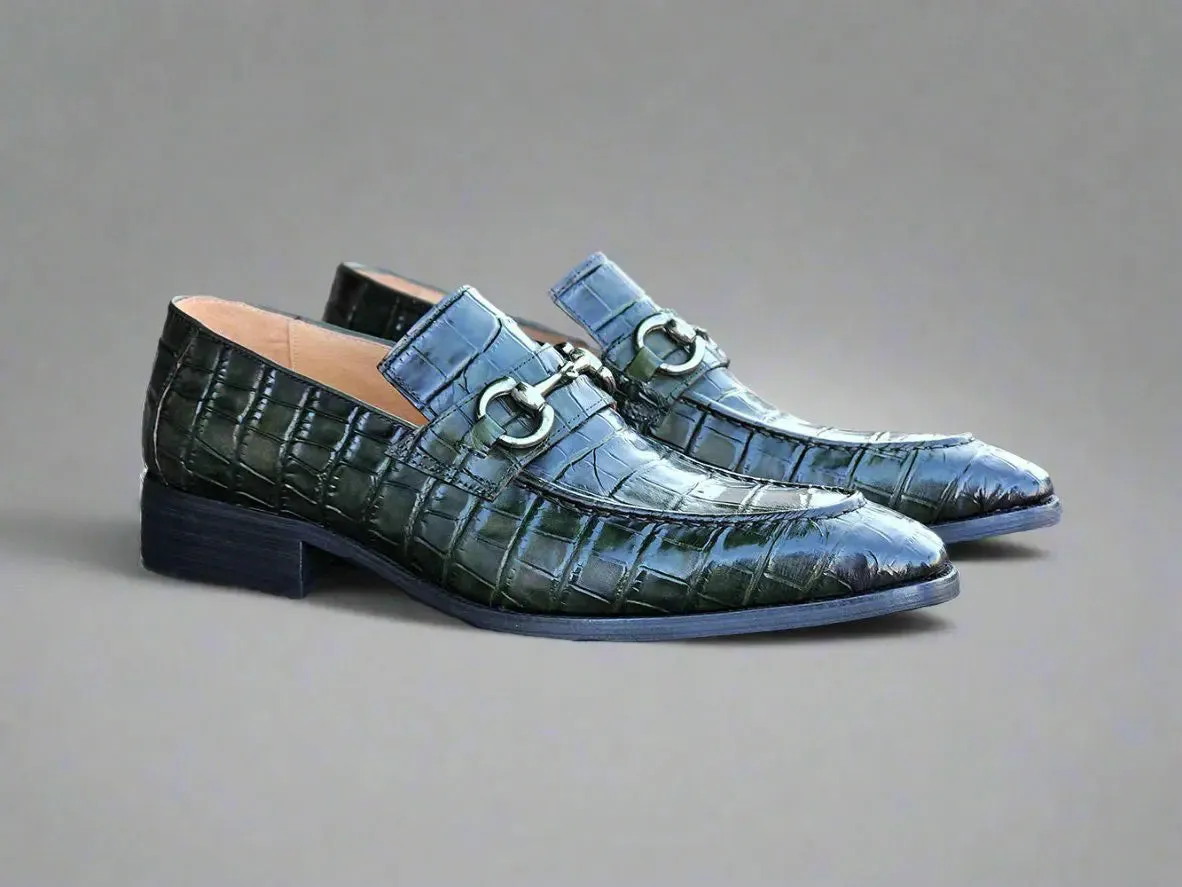 Buckle Loafer w Gator Embossed Leather