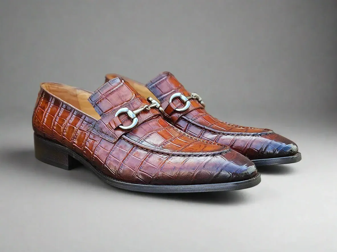 Buckle Loafer w Gator Embossed Leather