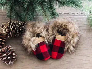 Buffalo Plaid Faux Fur Moccasins