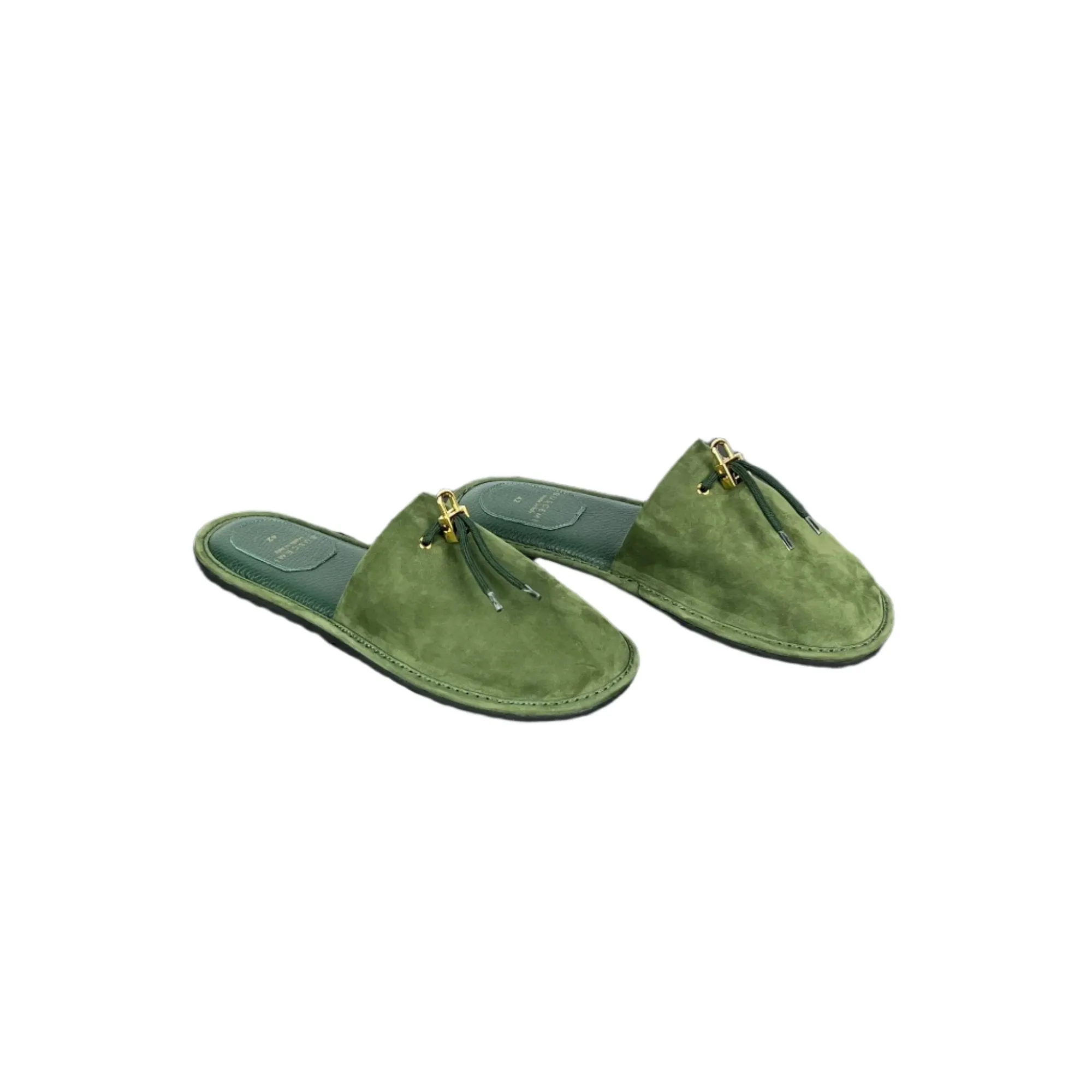Buscemi Greenwich Dark Green Nabuk Slippers
