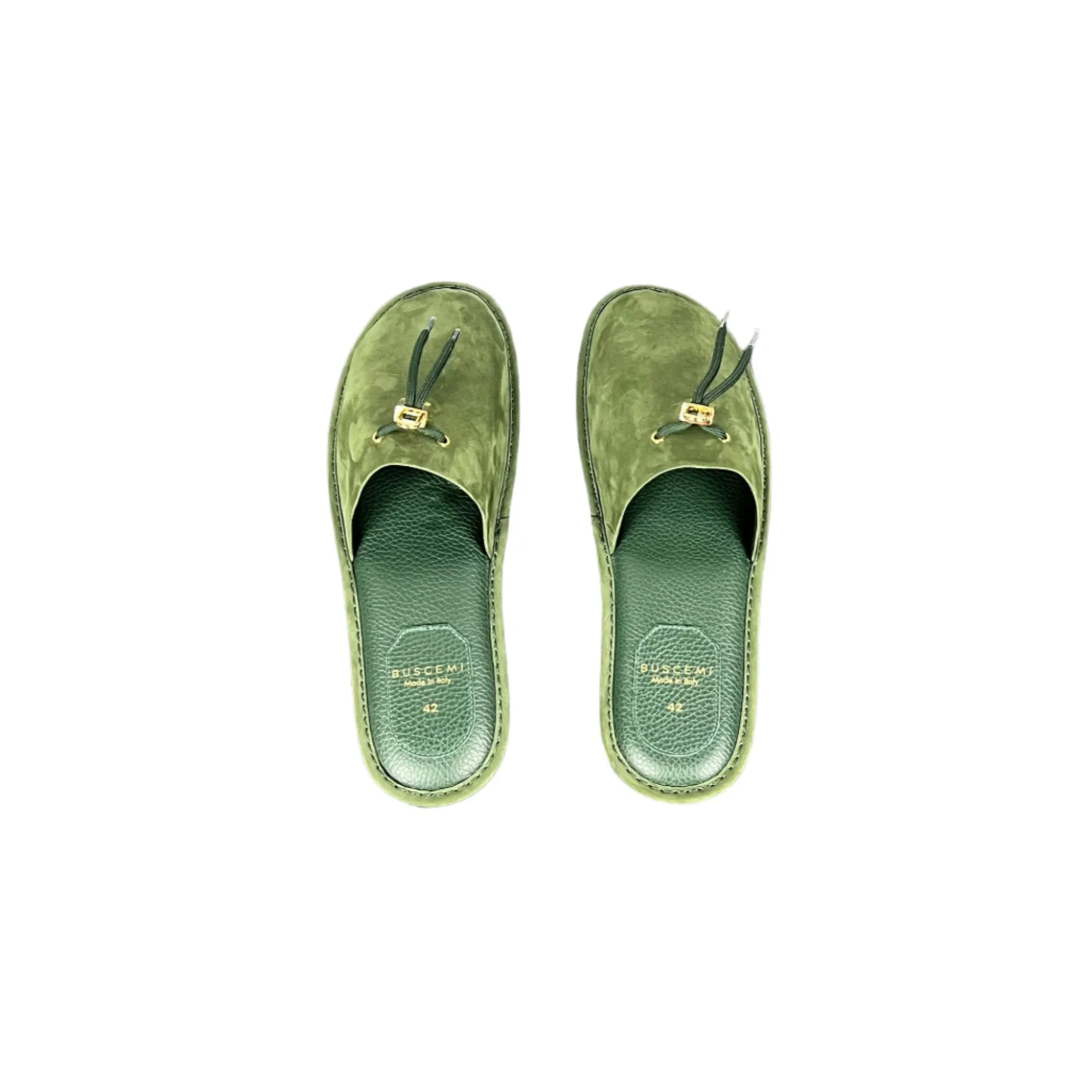 Buscemi Greenwich Dark Green Nabuk Slippers
