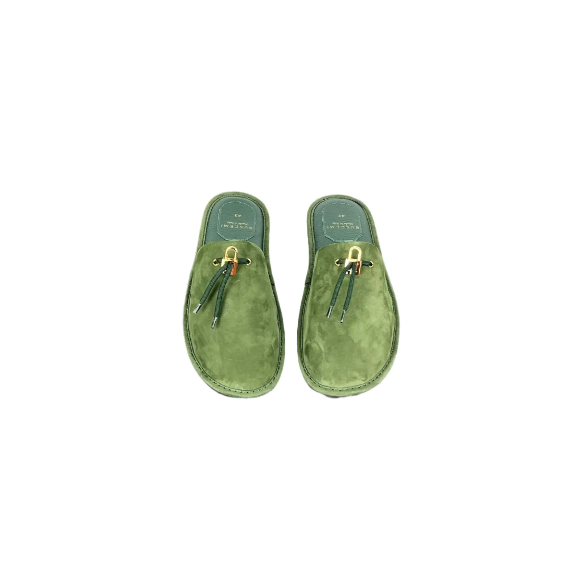 Buscemi Greenwich Dark Green Nabuk Slippers