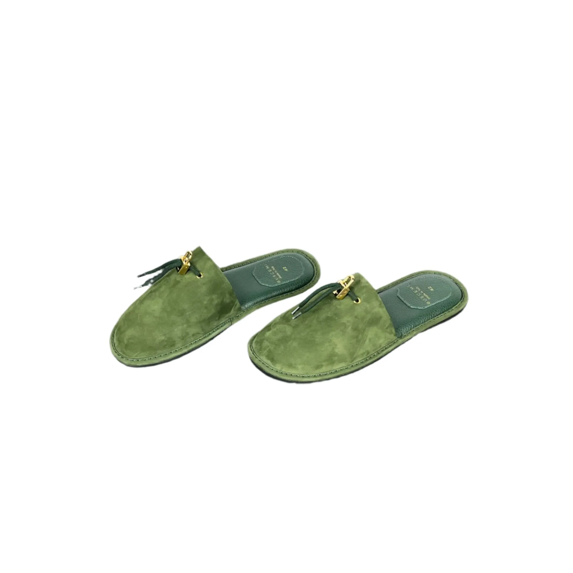 Buscemi Greenwich Dark Green Nabuk Slippers