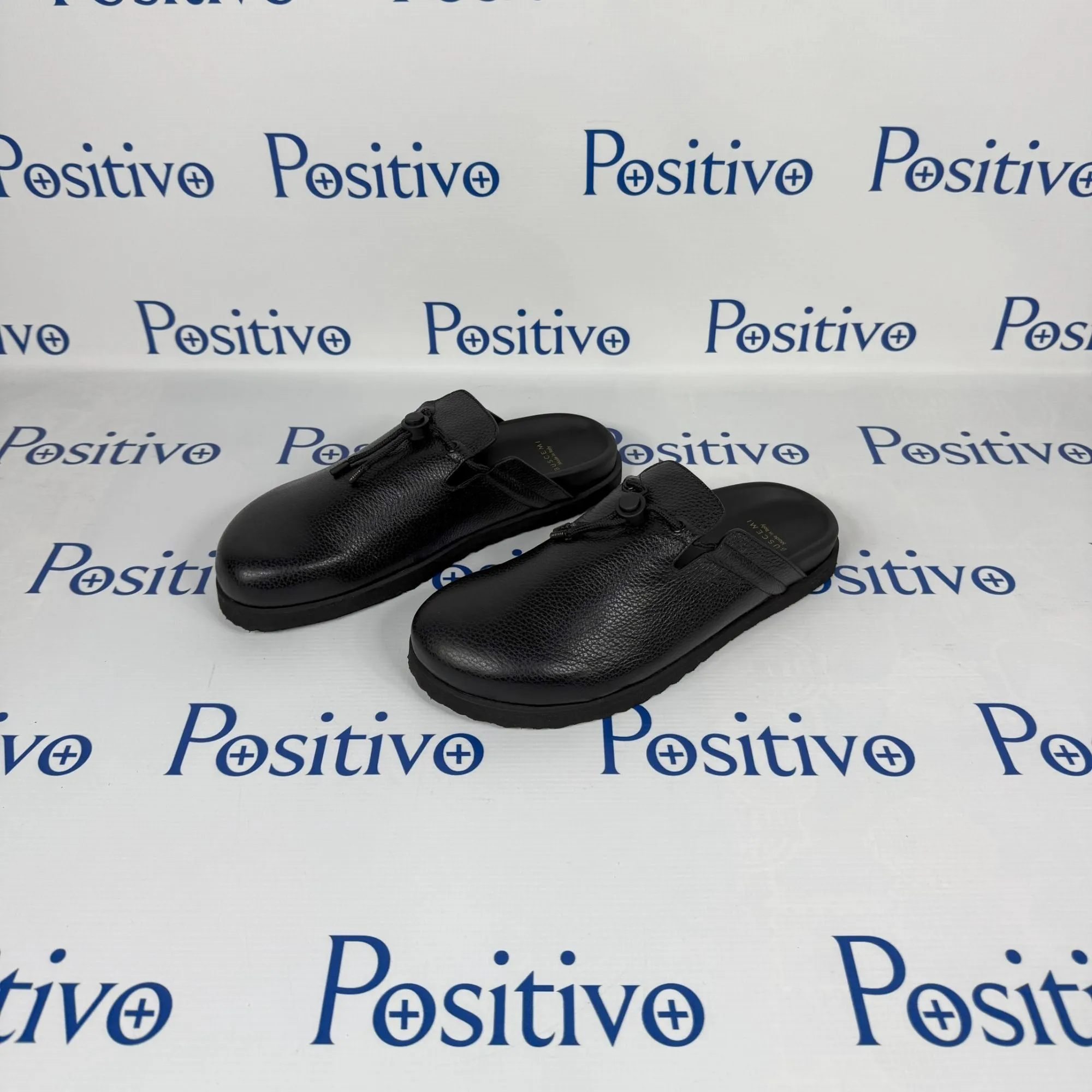 Buscemi Men Pietro New Alce Black Leather Slippers