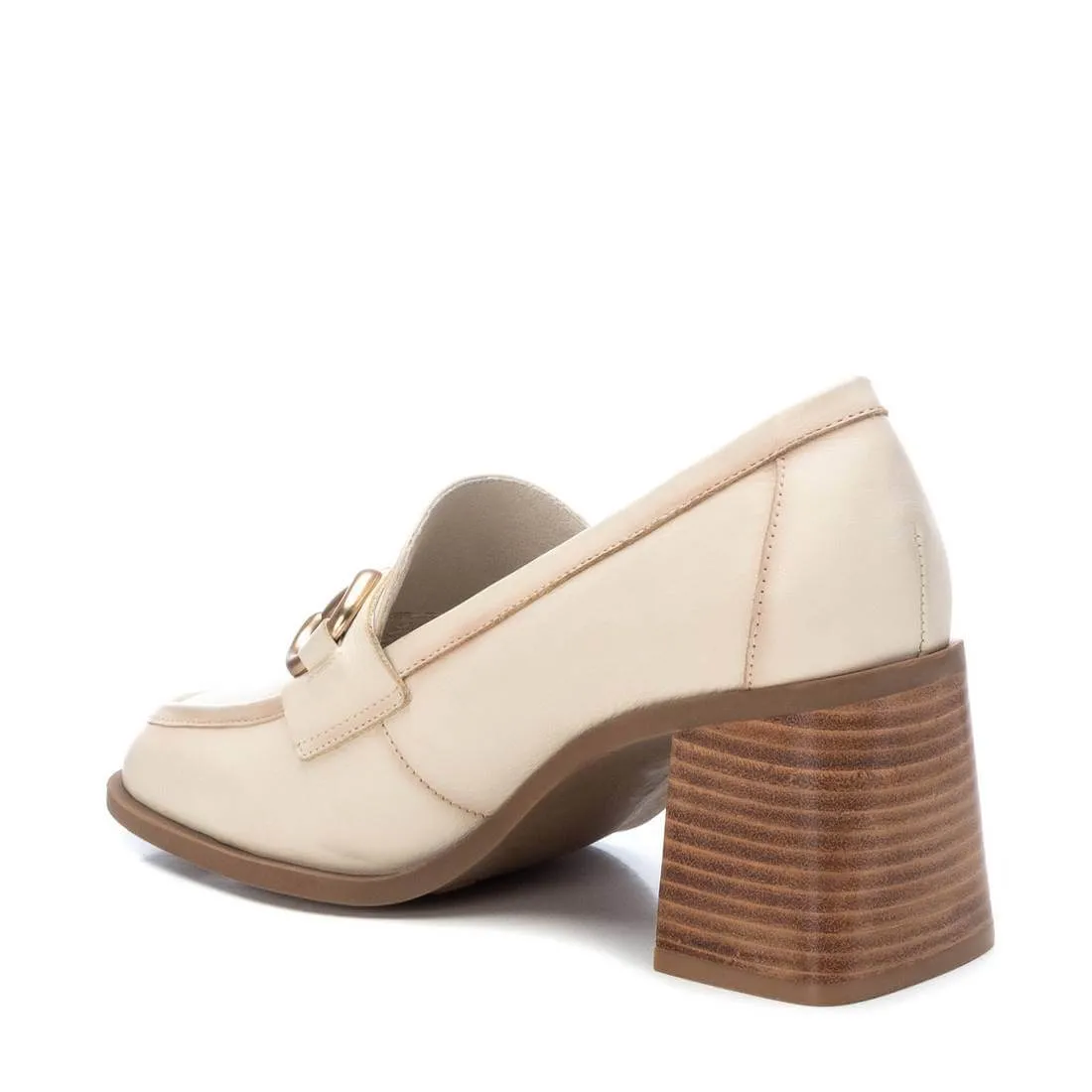 Carmela Cream Leather High Heeled Loafers
