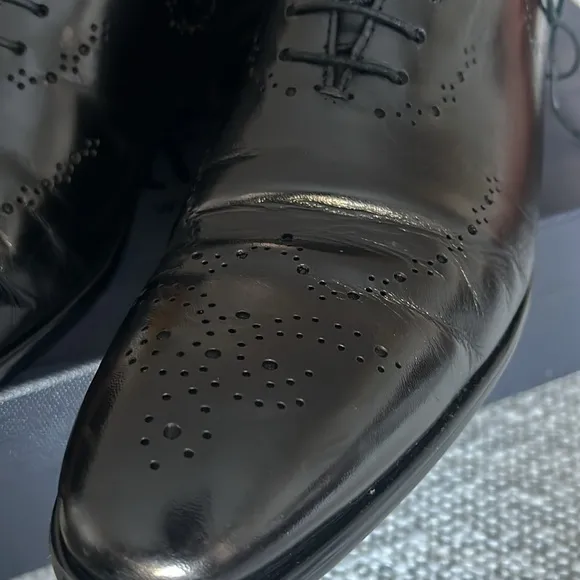 Carrucci Black Calfskin Leather Oxfords Men’s 10