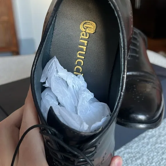 Carrucci Black Calfskin Leather Oxfords Men’s 10