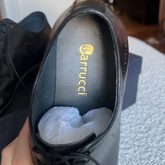 Carrucci Black Calfskin Leather Oxfords Men’s 10