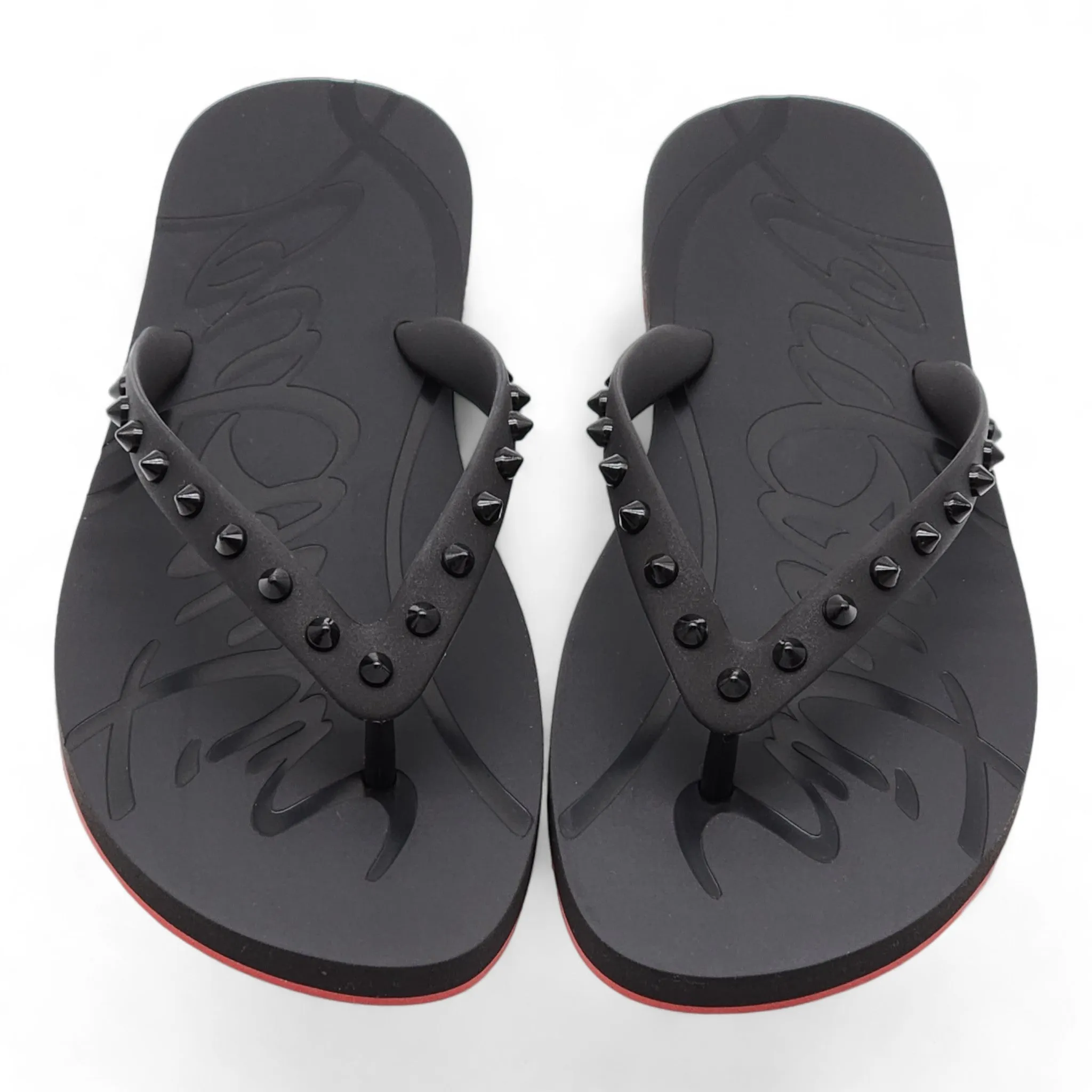 Christian Louboutin Loubi Flip Studded Flip Flops - Black 46