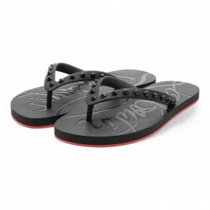 Christian Louboutin Loubi Flip Studded Flip Flops - Black 46