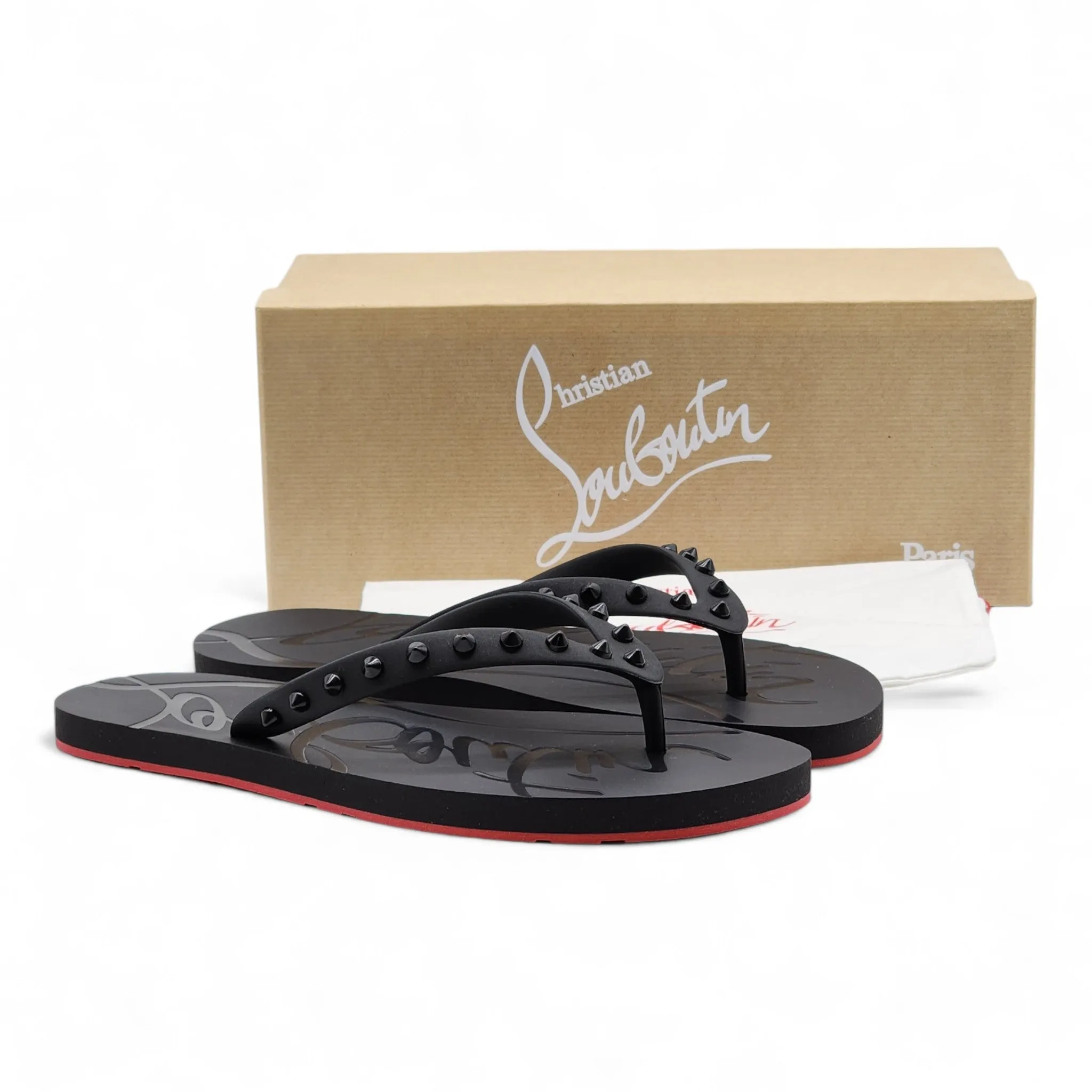 Christian Louboutin Loubi Flip Studded Flip Flops - Black 46