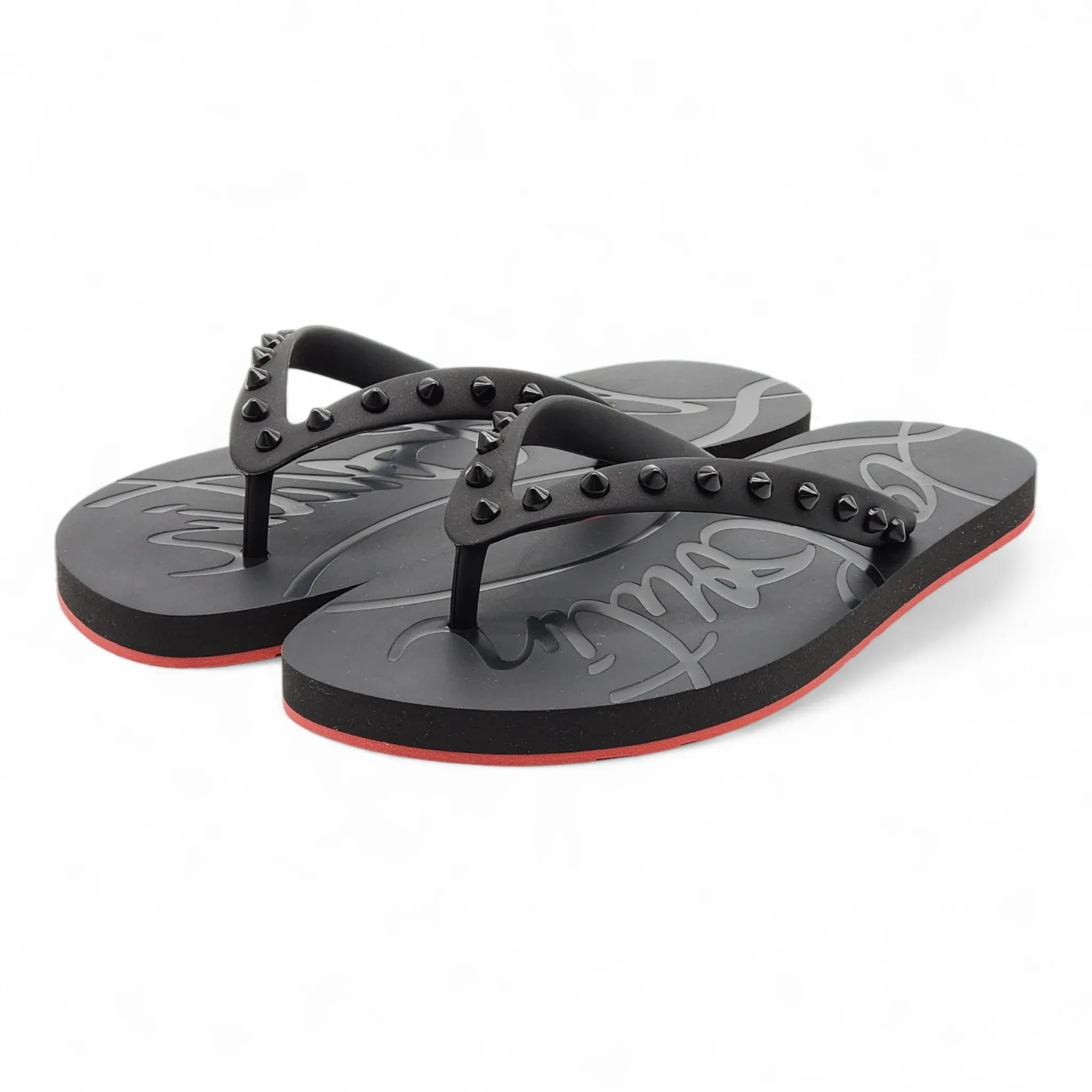Christian Louboutin Loubi Flip Studded Flip Flops - Black 46