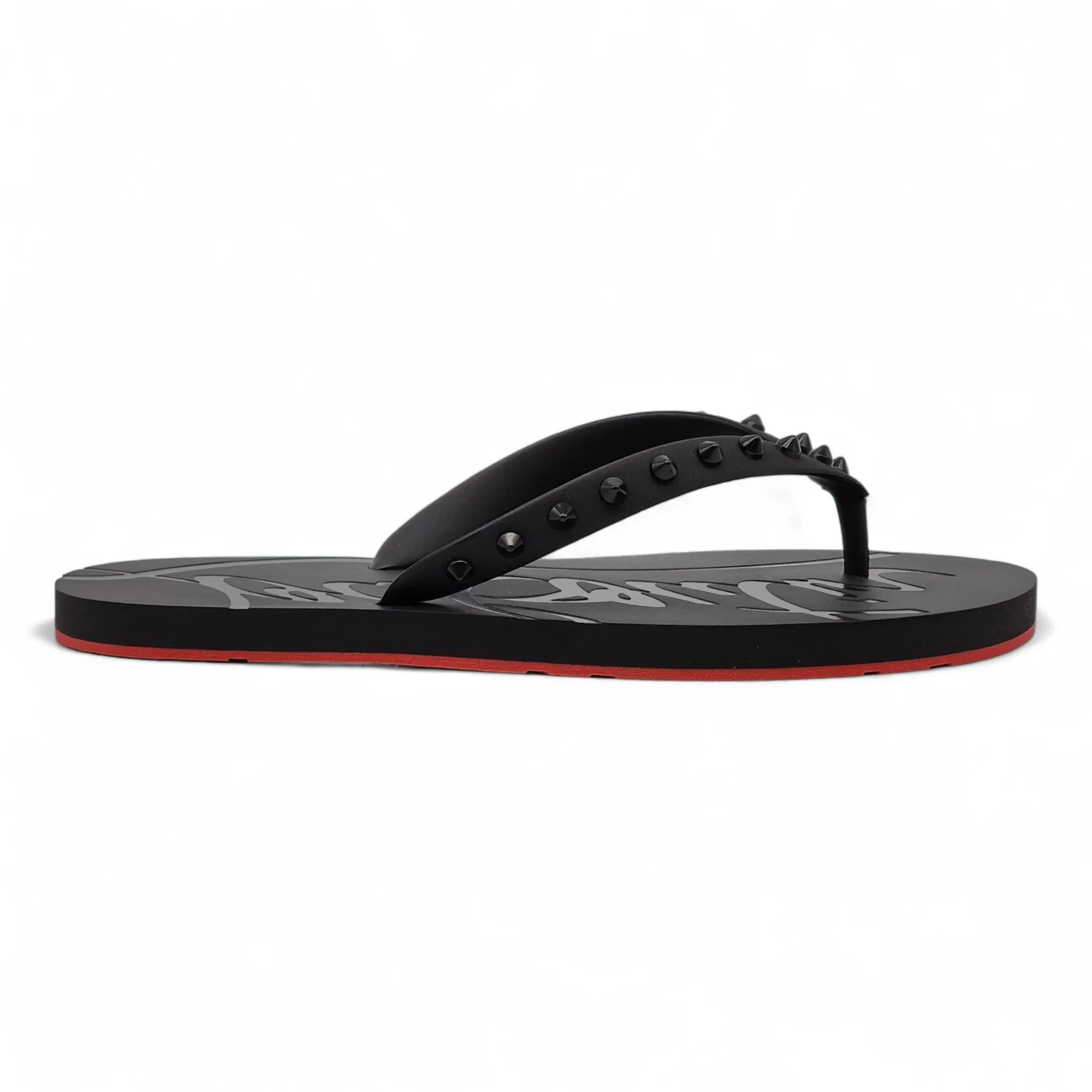 Christian Louboutin Loubi Flip Studded Flip Flops - Black 46