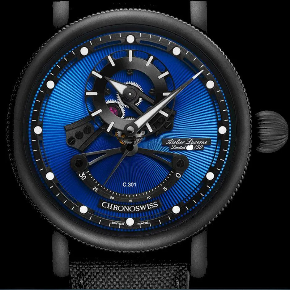 Chronoswiss Open Gear Resec Blue On Black Limited Edition 50pezzi 44mm Blue Automatic Steel Finish DLC Black CH-6925m-Ebbk