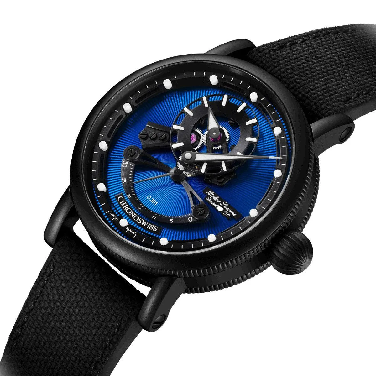 Chronoswiss Open Gear Resec Blue On Black Limited Edition 50pezzi 44mm Blue Automatic Steel Finish DLC Black CH-6925m-Ebbk