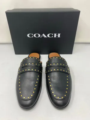 Coach Black Leather Loafer with Gold Studs