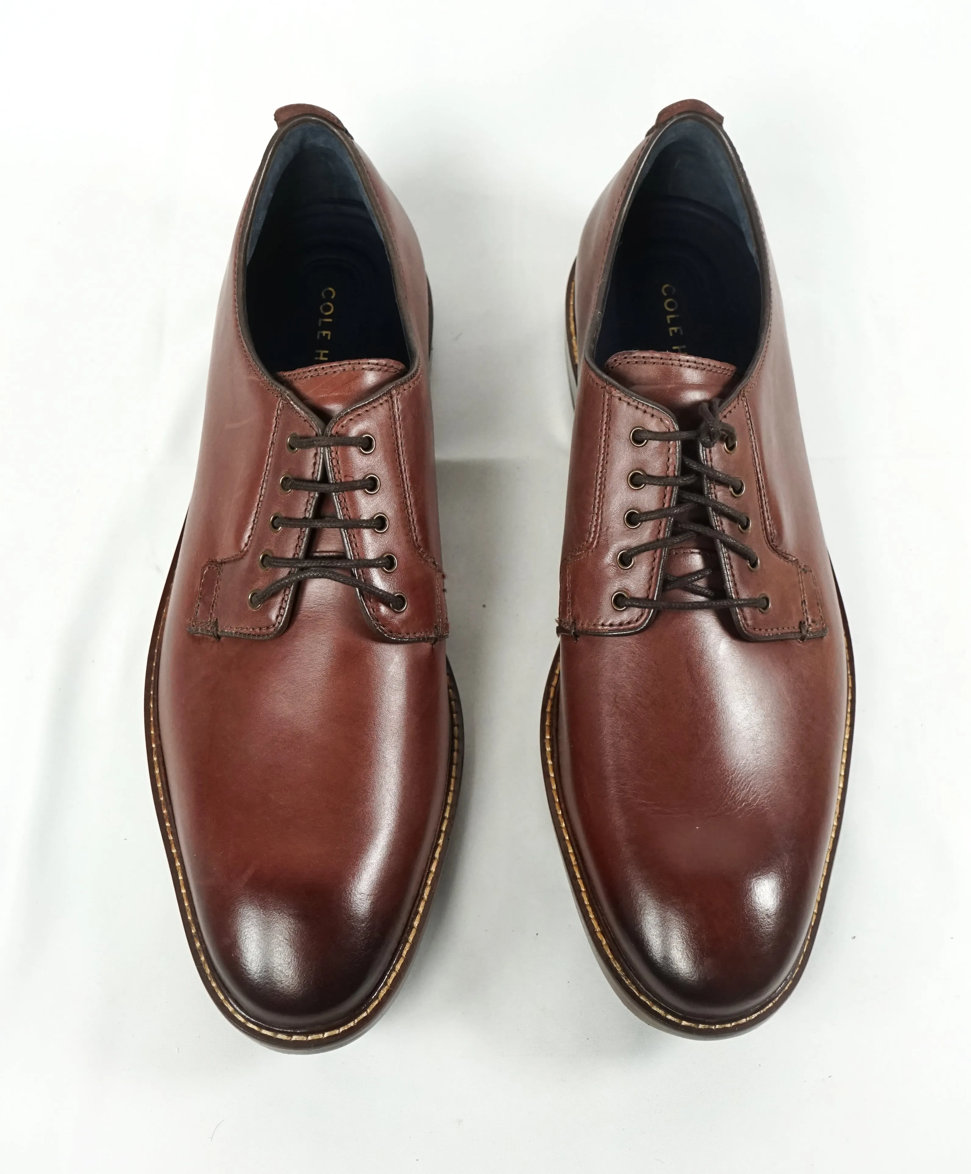 COLE HAAN - Metal Eyelet Brown Burnished Tip Oxfords "Grand OS” - 12