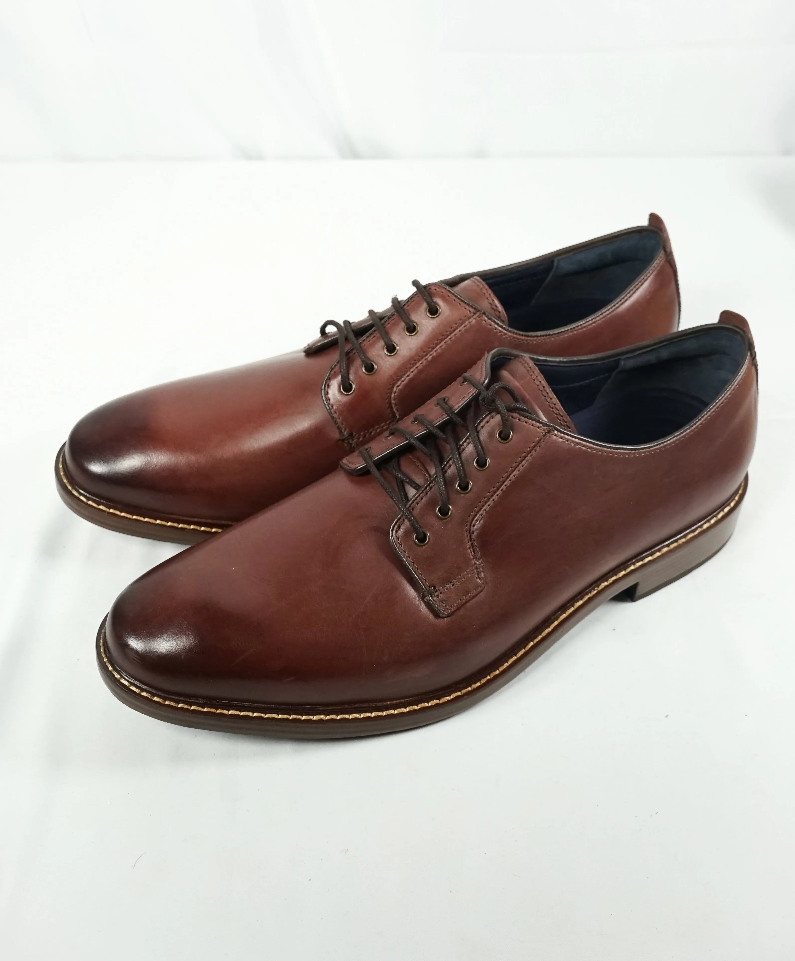 COLE HAAN - Metal Eyelet Brown Burnished Tip Oxfords "Grand OS” - 12