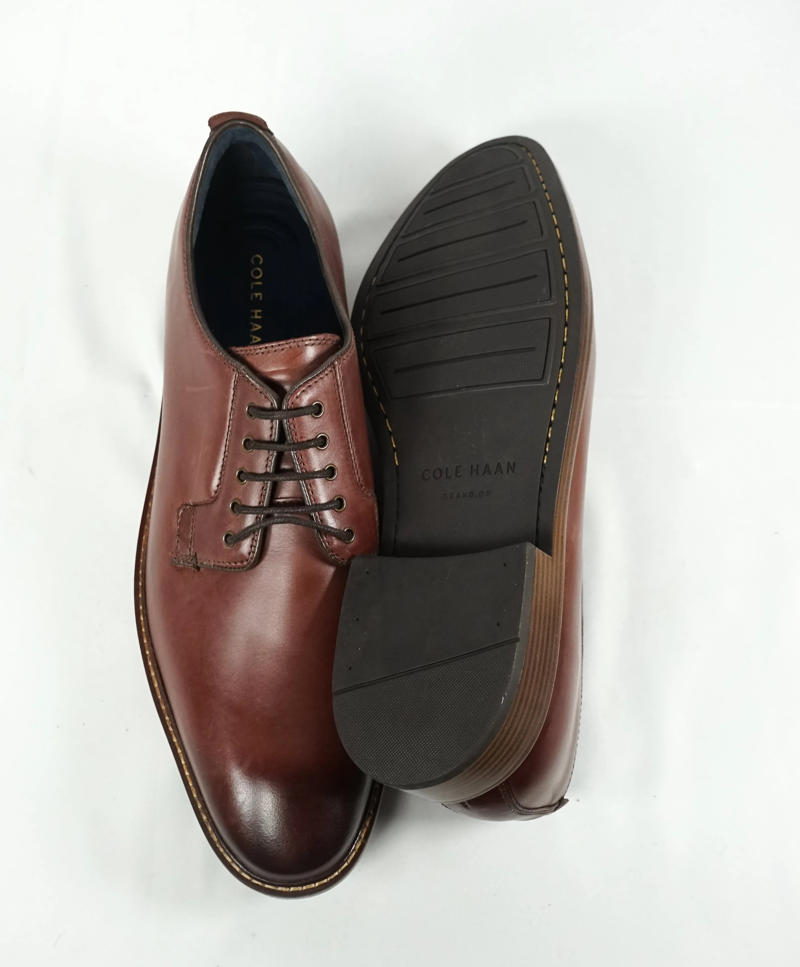 COLE HAAN - Metal Eyelet Brown Burnished Tip Oxfords "Grand OS” - 12