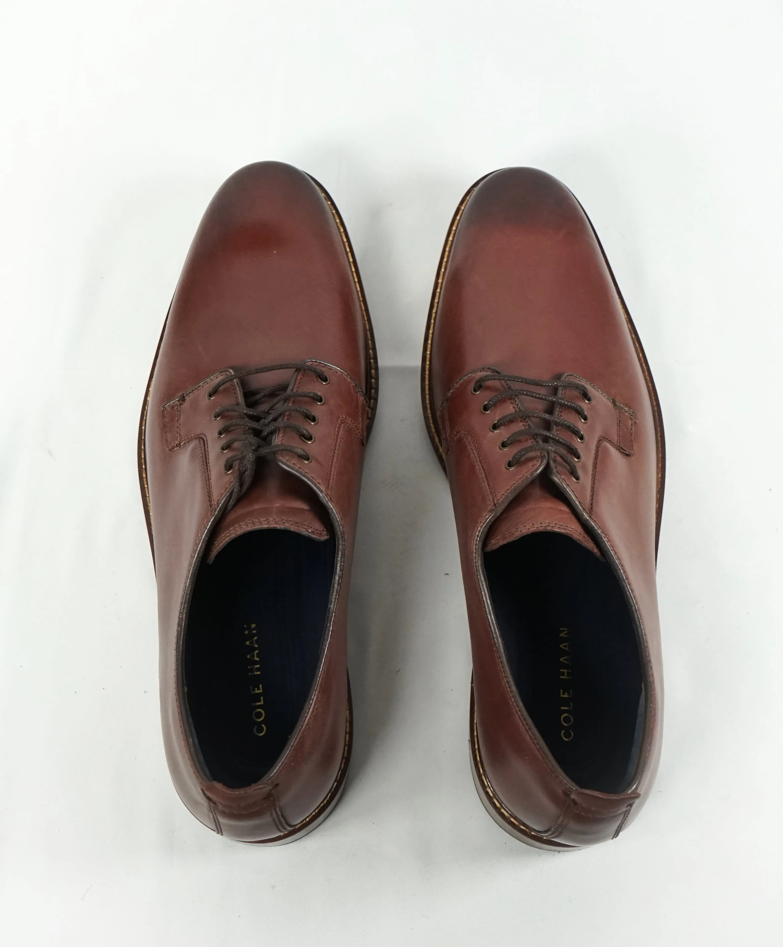 COLE HAAN - Metal Eyelet Brown Burnished Tip Oxfords "Grand OS” - 12