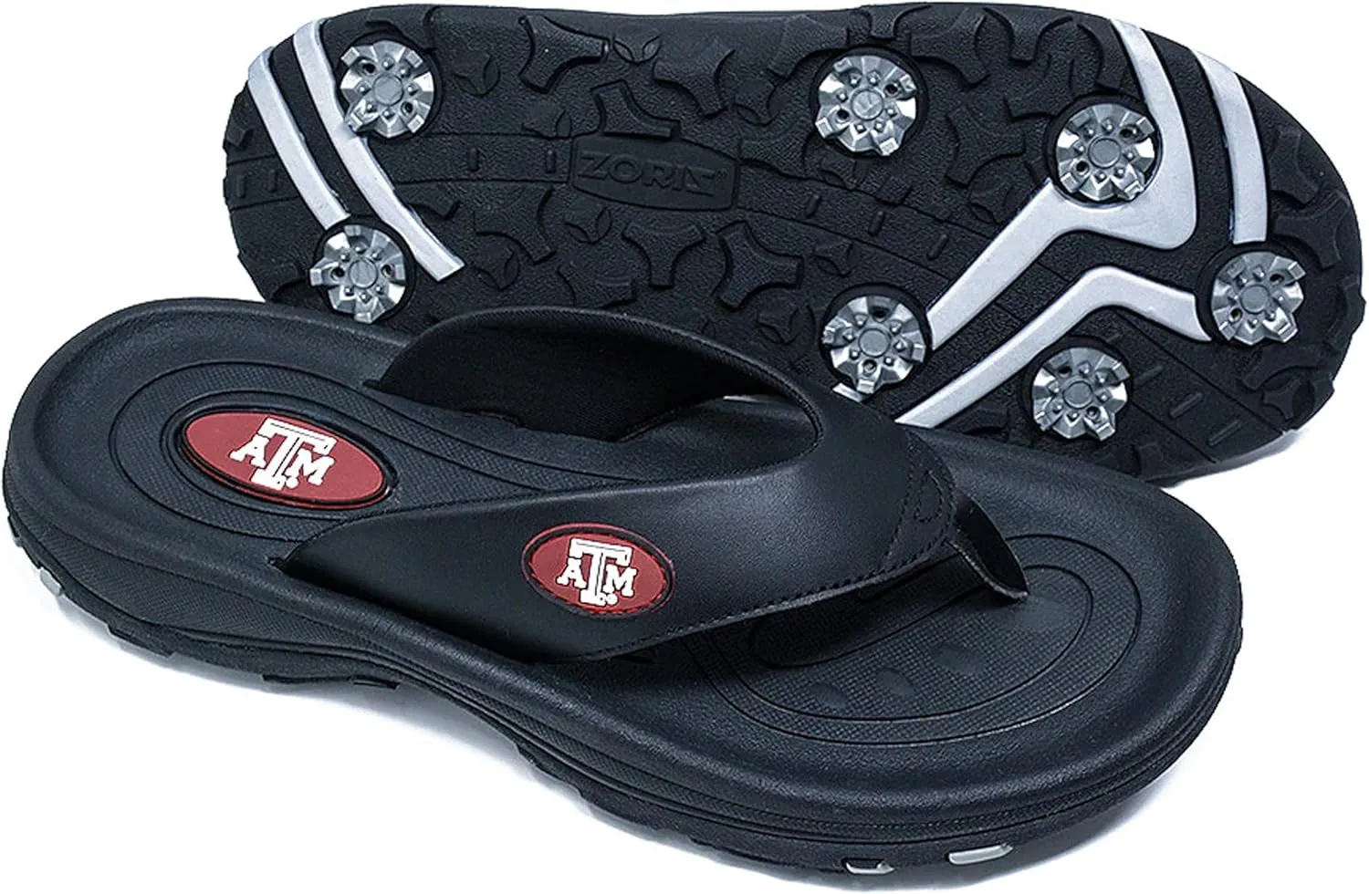 Collegiate Series Golf Sandals for Women and Men, Thong Flip Flops with Removable Spikes, Golf Footwear with Deeper Heel Cup and Higher Sidewalls