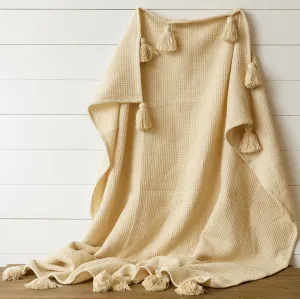 Cream Throw With Tassels