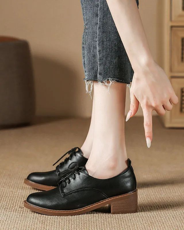 Creamtopmall Glossy leather upper lace up oxford shoes