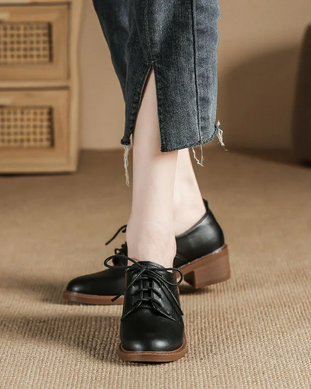 Creamtopmall Glossy leather upper lace up oxford shoes