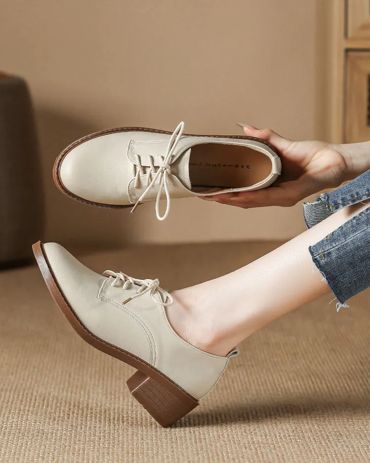 Creamtopmall Glossy leather upper lace up oxford shoes