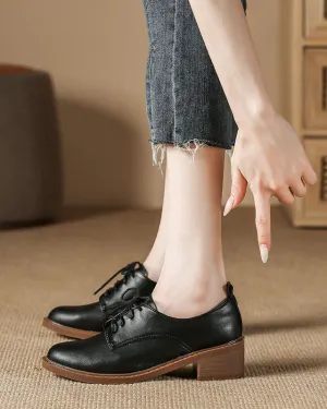 Creamtopmall Glossy leather upper lace up oxford shoes